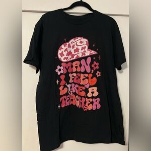 Black Womens Shirt with Pink and Red Graphic